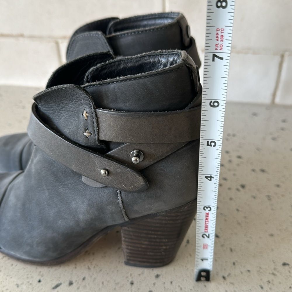 rag & bone New York Hallow Gray Leather Heeled Ankle Boots Booties Shoes Size 35 - Picture 8 of 14